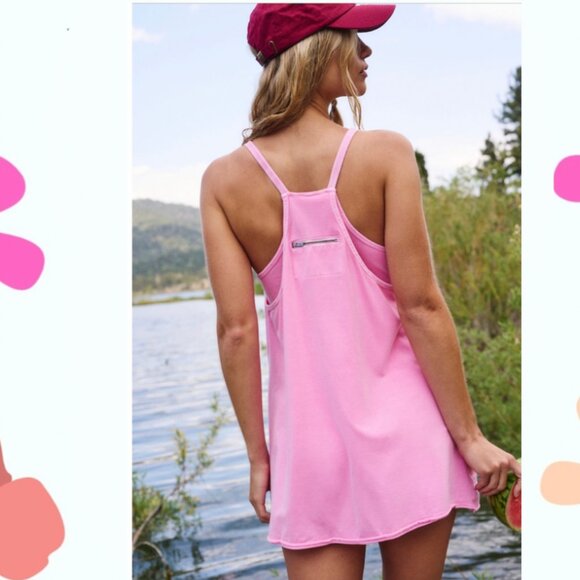 Free People Hot Shot Mini Dress ๐  PINK ICING - Medium NWT - Picture 2 of 8